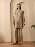 Summer sand embroidered shirt with embroider flared pant