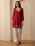 Merlot deep red embroidered kurta with pant